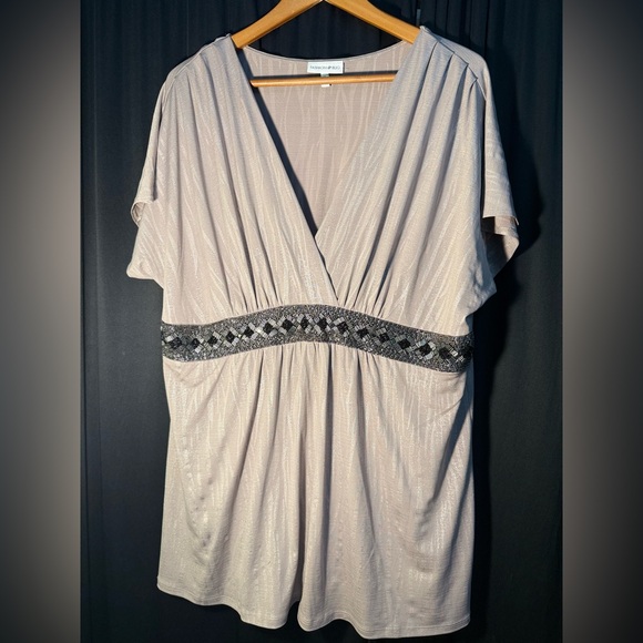 Fashion Bug Tops - Fashion Bug Taupe Dressy Top - NWOT